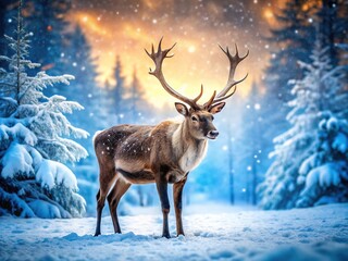 Tilt-Shift Reindeer in Snowy Forest
