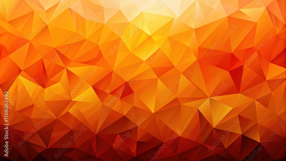Poster Abstract Orange and Yellow Low Poly Background with Gradient and Geometric Shapes