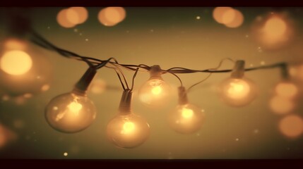 Obraz premium Warm glowing string lights illuminate a dark background
