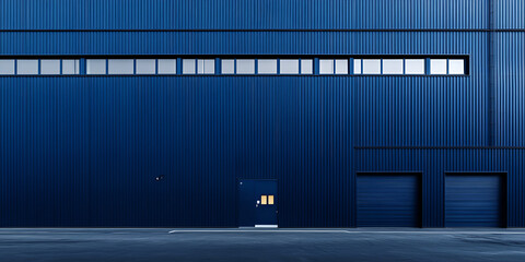 Modern Industrial Building Facade at Night