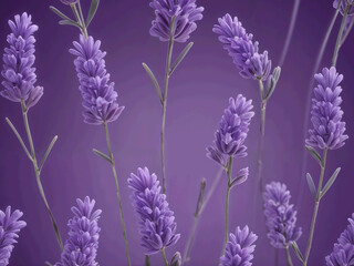 Obraz premium Abstract lavender flowers against purple background illustration