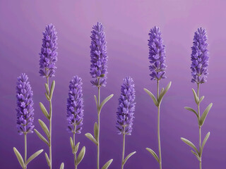 Fototapeta premium Abstract lavender flowers against a purple background