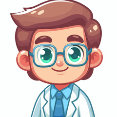 Obraz premium Cartoon character, scientist, doctor, flat colors