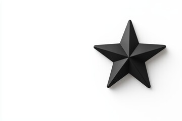 Obraz premium Black three-dimensional star on white background with shadow effect