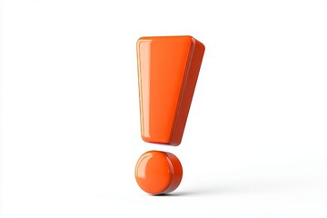 3d orange exclamation mark on white background reflecting alert and emphasis
