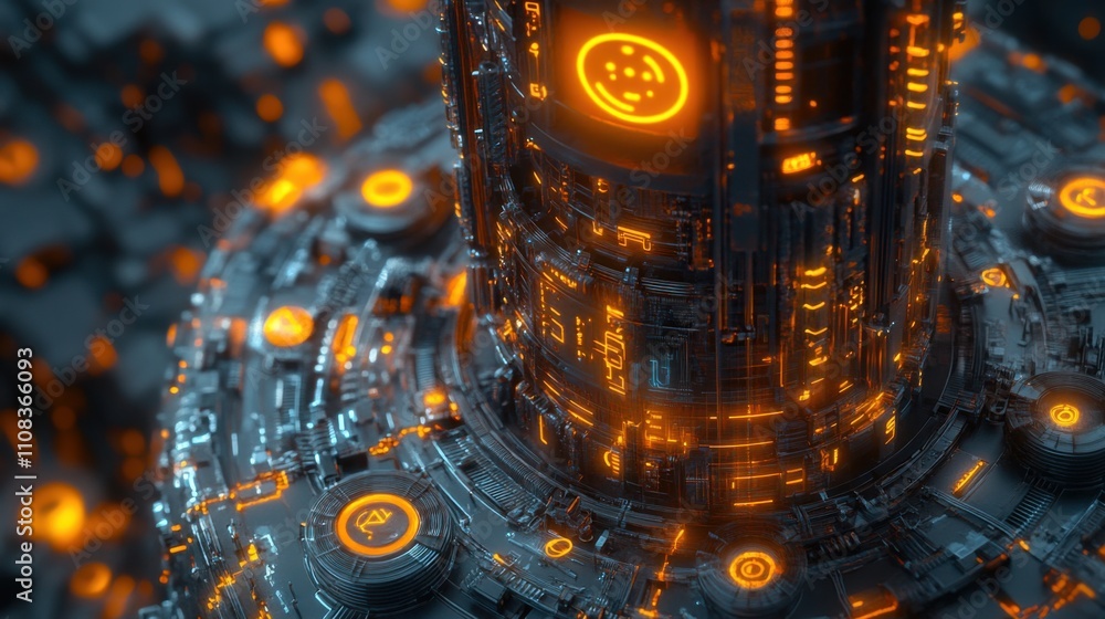 Aufkleber futuristic technology design with neon lights and circuit patterns