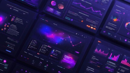 Futuristic Digital Dashboard with Abstract Galaxy Background Design
