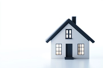 Small model of modern white house with black roof and windows