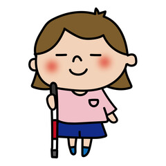 Fototapeta premium 白杖を持っている子供（女の子）