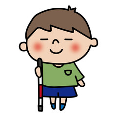 Obraz premium 白杖を持っている子供（男の子）