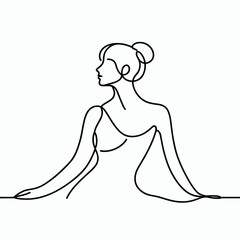 Portrait of a girl, a woman, a simple continuous linear drawing of a girl on a simple white background