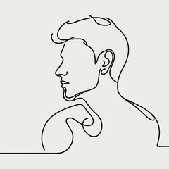 Man, a simple continuous linear drawing of a man on a plain white background
