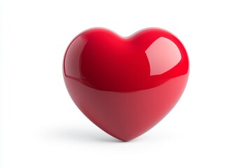 Glossy red heart symbol on white background