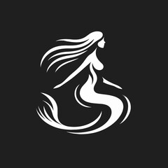 Naklejka premium Black and white silhouette of a mermaid