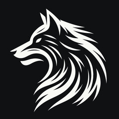 Obraz premium Black and white silhouette of a wolf