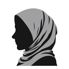 Portrait on an icon, silhouette, a woman in a headscarf, hijab
