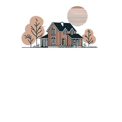 Silhouette of a house, logo, cottage, country house