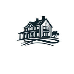 Silhouette of a house, logo, cottage, country house