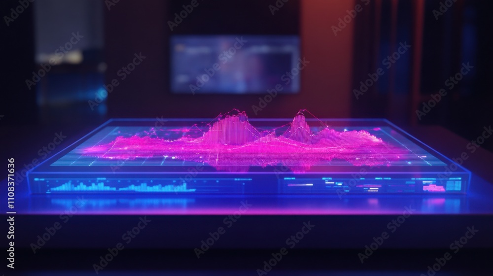 Aufkleber futuristic 3d digital data visualization on transparent screen