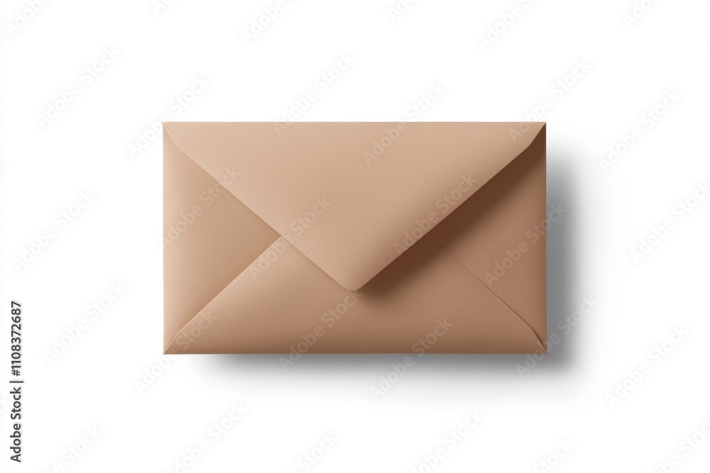 Poster brown envelope on white background with soft shadow and minimalist design