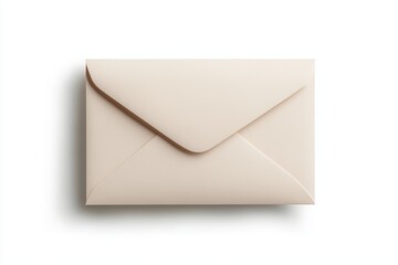 Closed beige envelope on white background