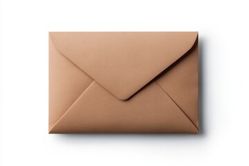 Brown paper envelope on white background with soft shadow