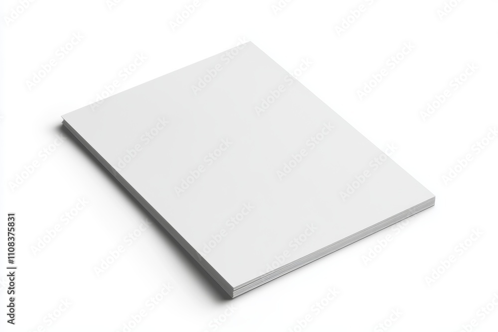 Poster stack of blank white paper sheets on a white background