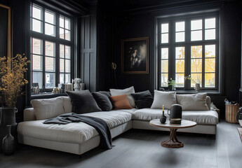 Fototapeta premium a luxurious and designer living room, architecture elegant and modern with many colors