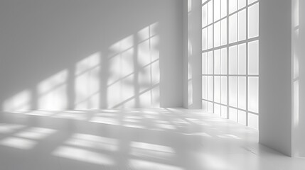Fototapeta premium Empty white room with window and sunlight