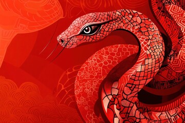 Obraz premium Lunar new year: embracing the serpent year with chic geometric red serpent art