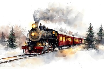 A Vintage Steam Train Chugs Through a Snowy Winter Wonderland.