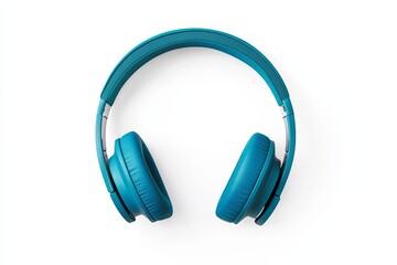 Sleek blue wireless headphones with cushioned ear pads on white background