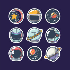 collection of cute vector astronaut helmets