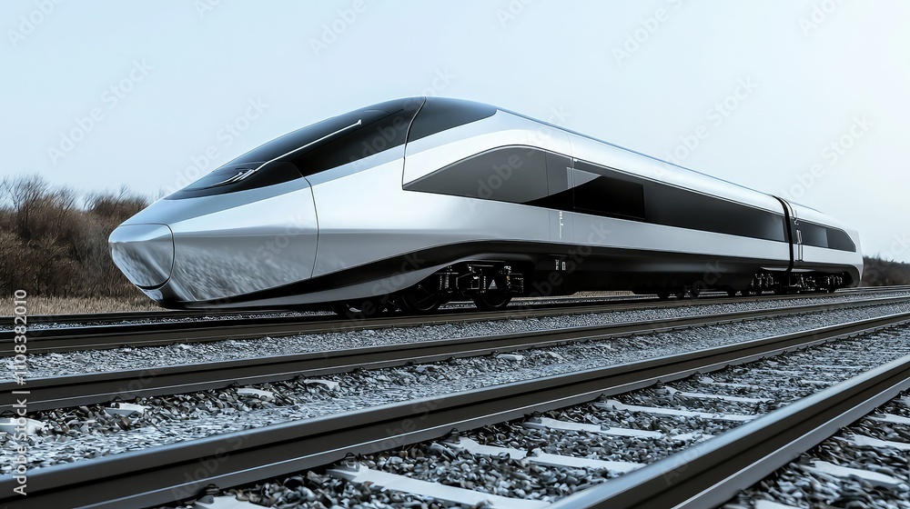 Poster sleek and modern high speed train machinery designed for efficient powering on railways featuring st