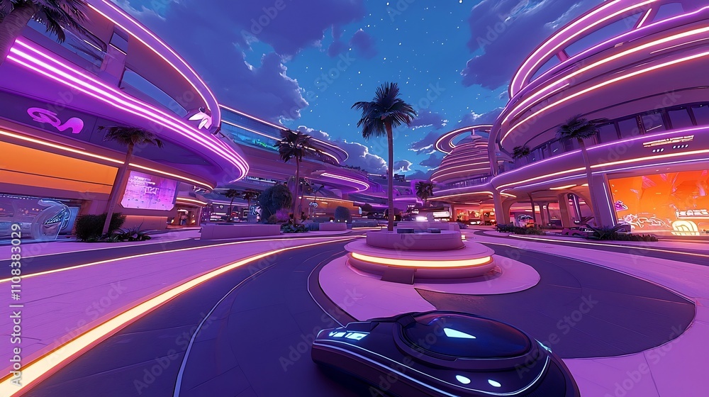 Poster captivating futuristic cityscape an immersive vr experience showcasing a visionary metropolis with g