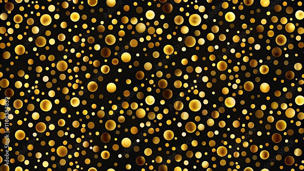 Poster Golden Dots Seamless Pattern on Black Background - Modern Gradient Confetti Design for Creative Projects and Textiles