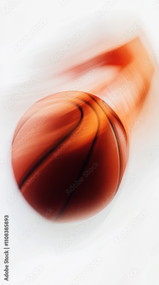Poster a vibrant image of a basketball in motion, showcasing dynamic speed and energy with a motion blur ef