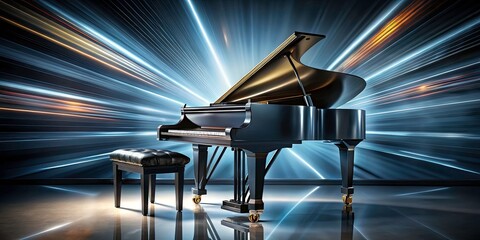 Long Exposure Black Grand Piano Concert Announcement Banner - Piano Lessons Advertisement