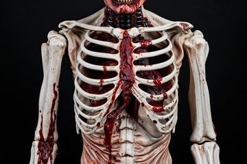 Realistic Zombie Torso Prop with Dripping Flesh and Exposed Bones for Halloween Decor