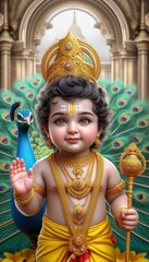 Fototapeta premium Cute Lord Murugan | Lord Kartikeya 