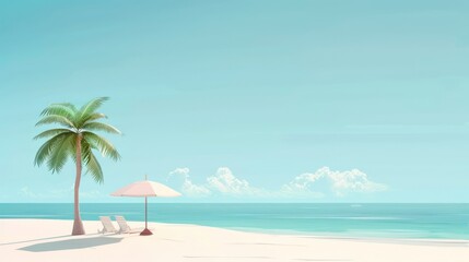 Fototapeta premium Clean lines and simplicity characterize this minimalist beach holiday scene