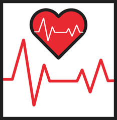 Heart rate monitor line vector isolated on transparent background. Heart rate pulse rhythm line illustration