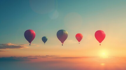 Obraz premium Conceptual image of balloons symbolizing the journey to achieve one's goals