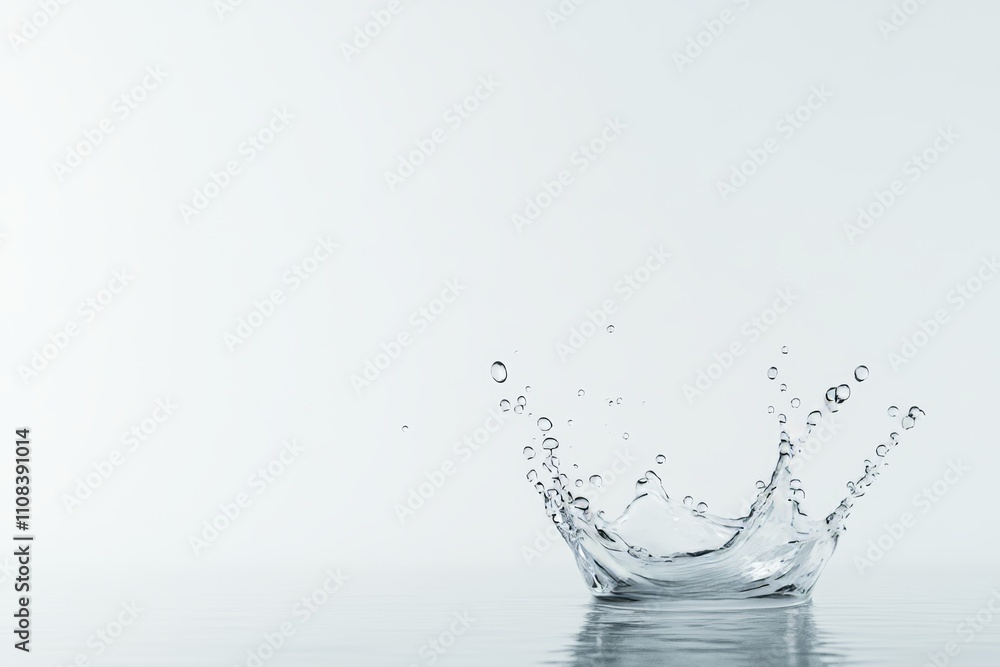 Poster water droplet splash on smooth surface capturing fluid dynamics