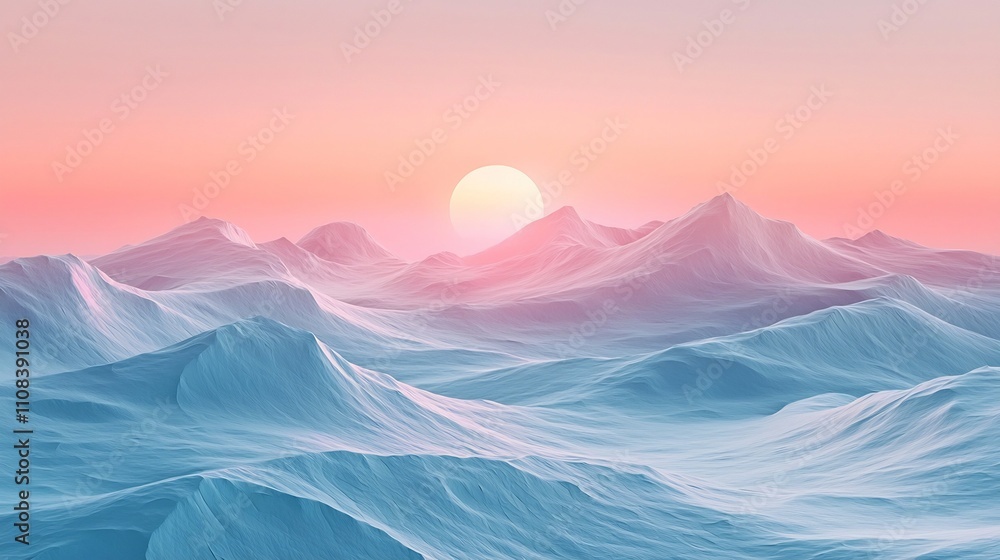 Poster a captivating minimalist digital art composition featuring soft pastel gradients and smooth organic 