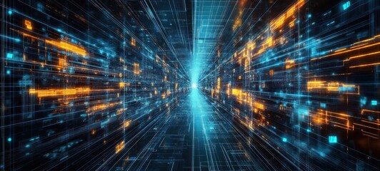 Obraz premium Digital Corridor: A Journey into the Cyberspace