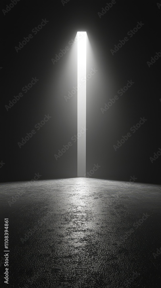 Poster dark minimalistic background with single light source creating dramatic contrast and depth on an emp