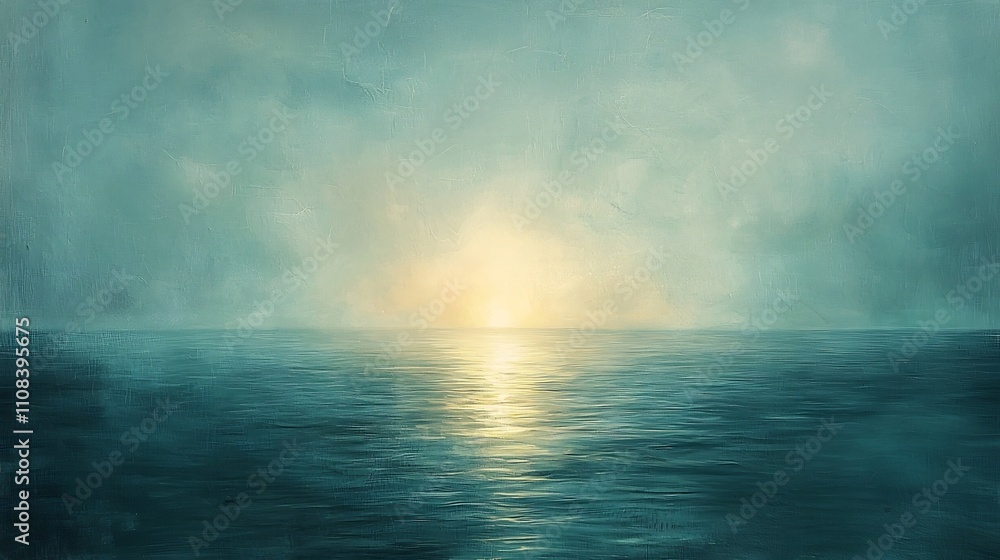 Poster calming abstract digital art with a soothing water ripple texture and a soft muted color palette of 
