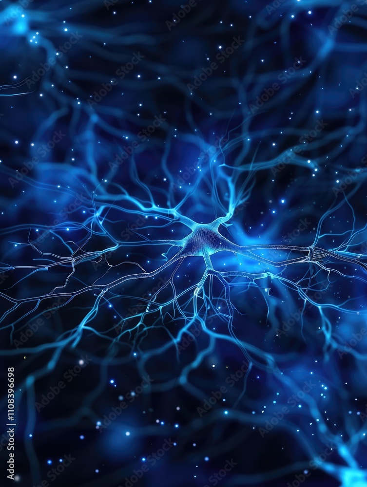 Aufkleber a vibrant blue network of intertwined lines and dots, resembling a cosmic or neural structure, set a