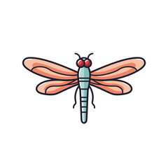 Colorful dragonfly illustration with delicate wings and vibrant eyes in a simple design